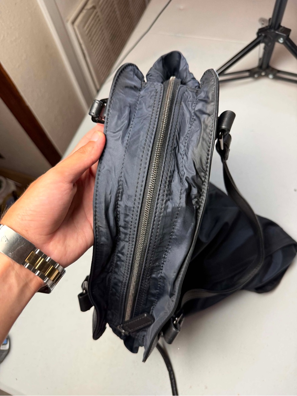 Burberry | Black Blue Nylon Buckleigh Packable Shopper Tote Bag | Authentic - Picture 7 of 16